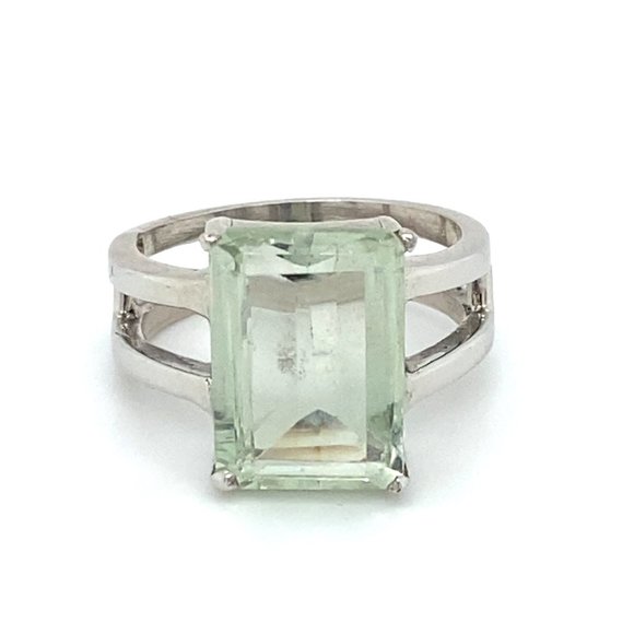 Prasiolite 6.65ct Platinum Finish Solid 925 Sterling Silver Ring - Picture 1 of 6